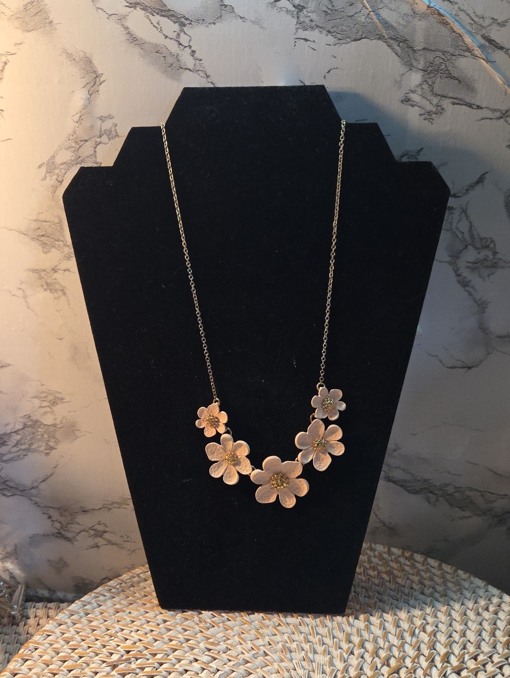 Five-Flower Statement Necklace in Pink Gold